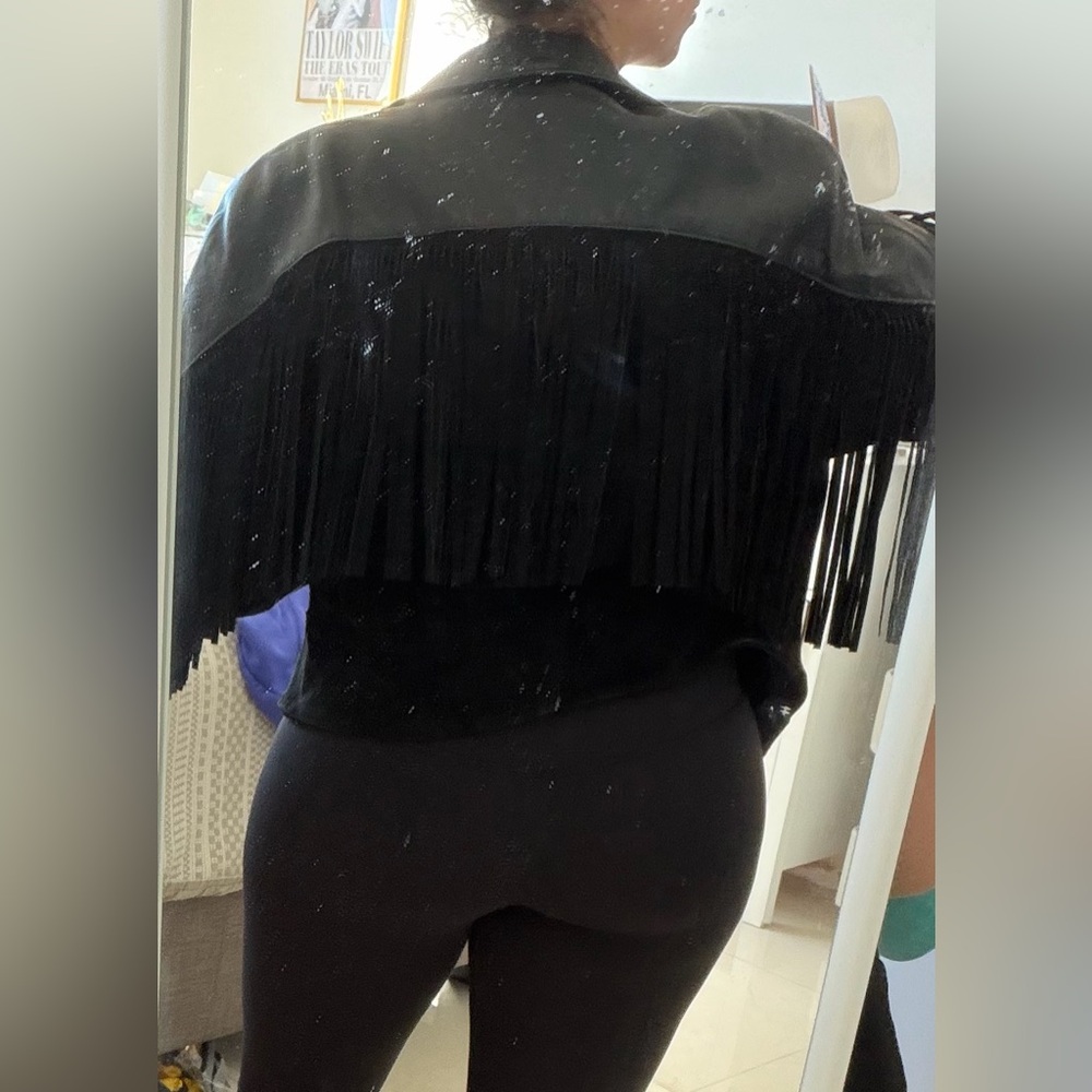 Outerwear by Phoenix Suede Fringed Ostrich Print Leather Vintage Ladies - Picture 11 of 14